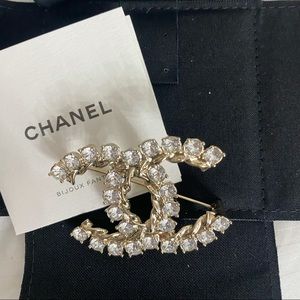 Chanel Brand New Gold CC Crystal Rocky Rope Brooch